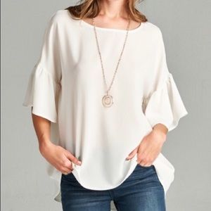 Bell sleeve white top